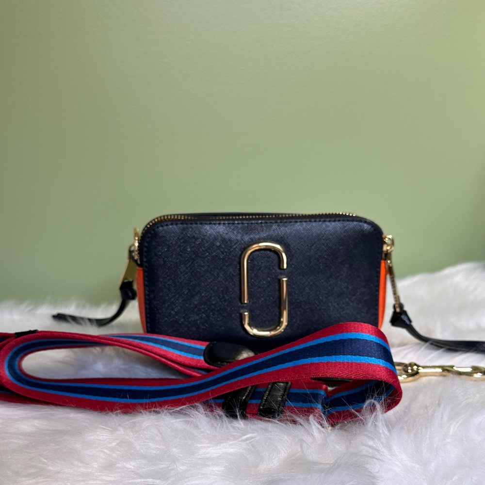 Marc Jacobs Dark blue  and Orange Crossbody Bag with Blue Strap